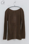 SWAYING 24 Autumn and Winter Wool Blended One-shoulder Lamb Leg Sleeve Top SW-SW24AW1T17-ZONG Brown SW-SW24AW1T13